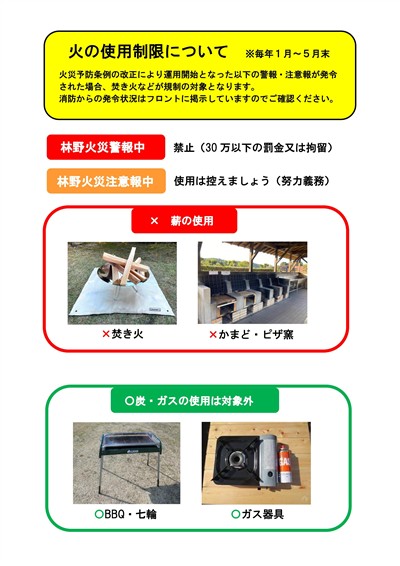 火の使用制限について